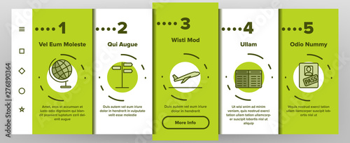 Immigration, Abroad Travel Vector Onboarding Mobile App Page Screen. Immigration, Foreign Country Trip Outline Symbols Pack. International Airline, Travel Agency. Border Control Illustrations