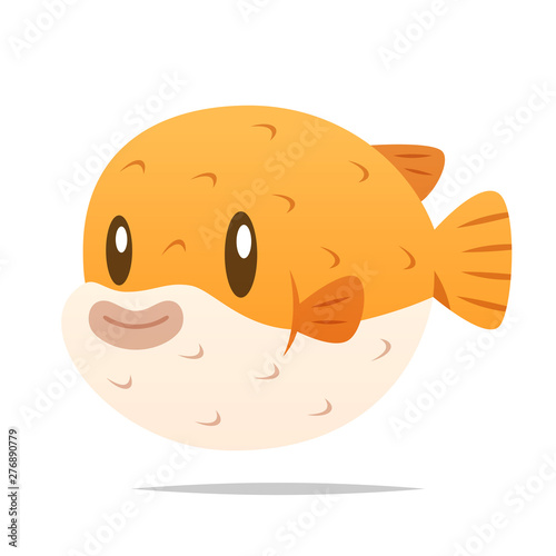 Cartoon puffer fish vector isolated illustration