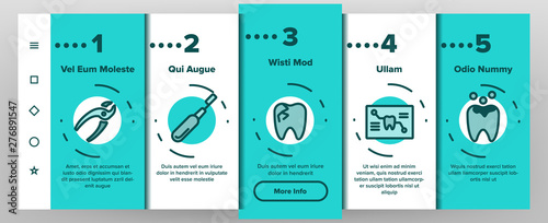 Dental Services, Stomatology Linear Vector Onboarding Mobile App Page Screen. Dentistry Clinic Thin Line. Dentist Equipment. Oral Cavity Treatment, Teeth Cure. Orthodontics Tools Illustrations