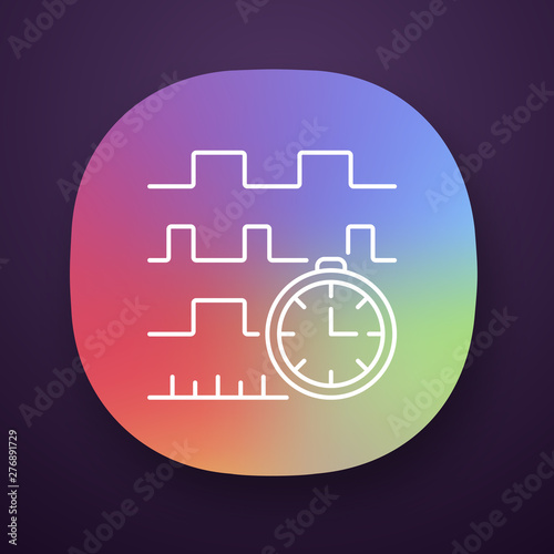 Timing diagram app icon. Signals set in time domain. Process chart. Timing relationships description. Digital electronics. UI/UX user interface. Web or mobile application. Vector isolated illustration photo