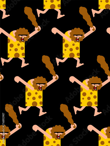 Caveman pattern seamless. Prehistoric man background . Ancient man ornament. Vector texture