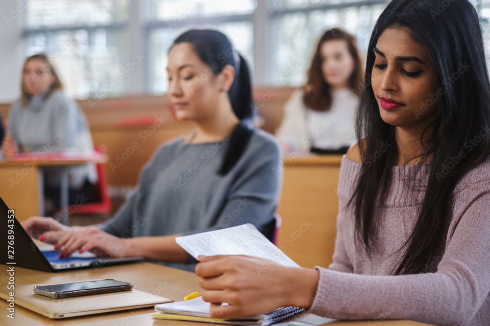 Multinational group of students in an auditorium