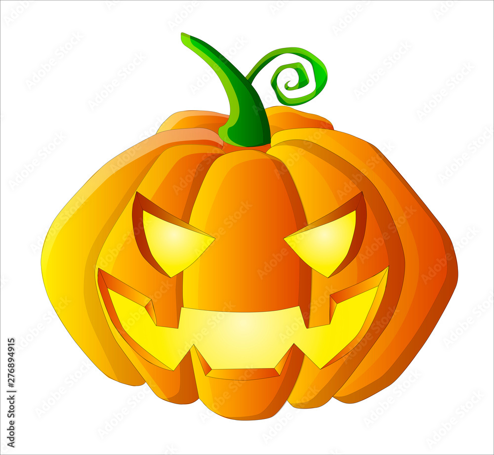 Halloween pumpkin illustration, orange evil pumpkin