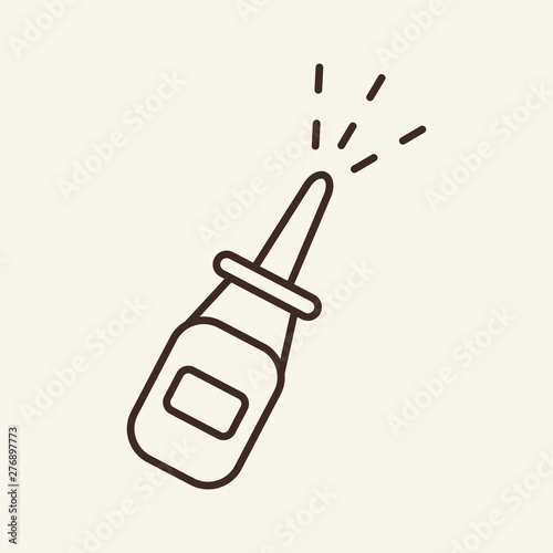 Nasal spray line icon. Bottle, drops, remedy. Medicine concept. Vector illustration can be used for topics like rhinitis, flu, allergy