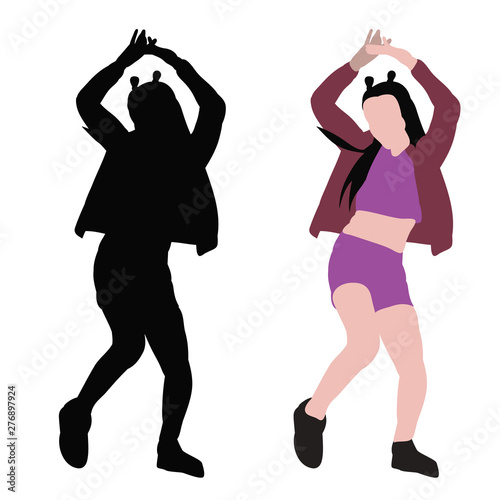  girl in flat style dancing