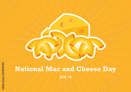 National Mac and Cheese Day vector. Macaroni and Cheese vector. Pasta with cheese icon. National Mac and Cheese Day Poster, July 14. Important day