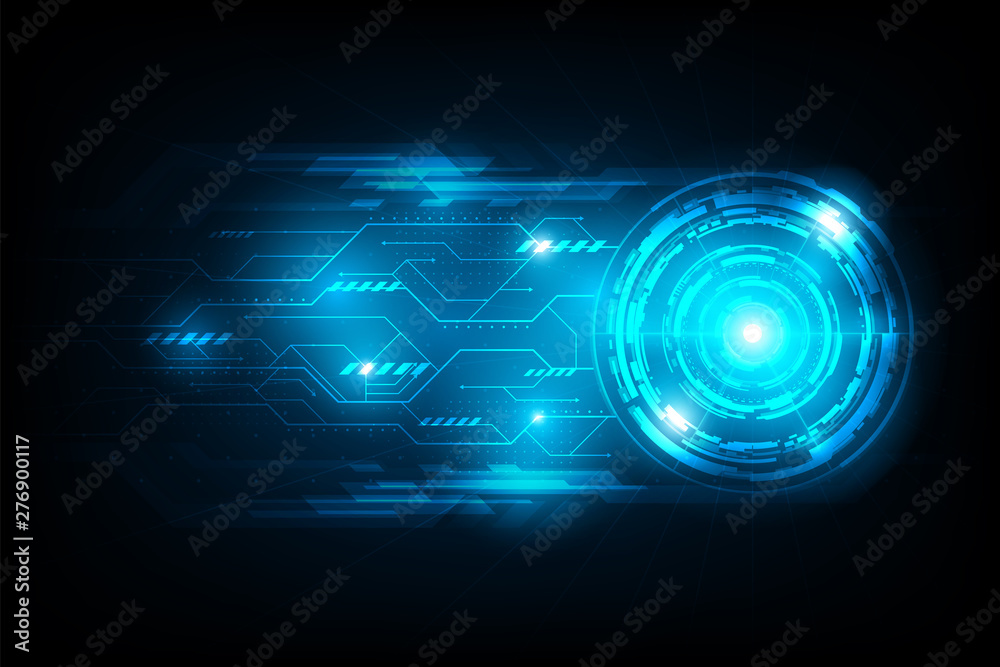 Abstract circle connection futuristic with flare light circuit background.Future concept.vector and illustration