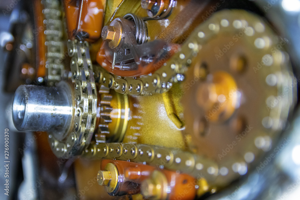 The timing chain, timing mechanism, engine repair Stock Photo | Adobe Stock