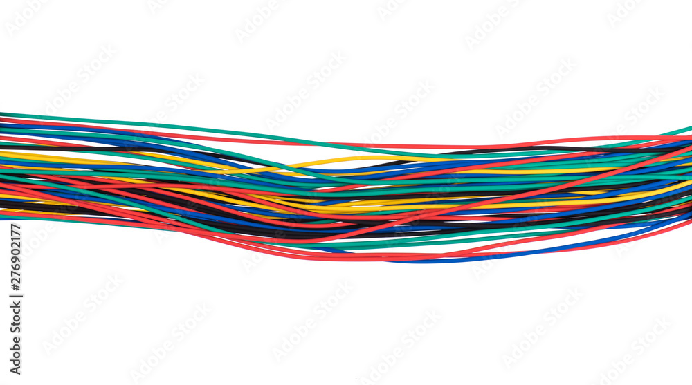 multicolored electrical wires isolated on white background multicolored electrical wires isolated on white background