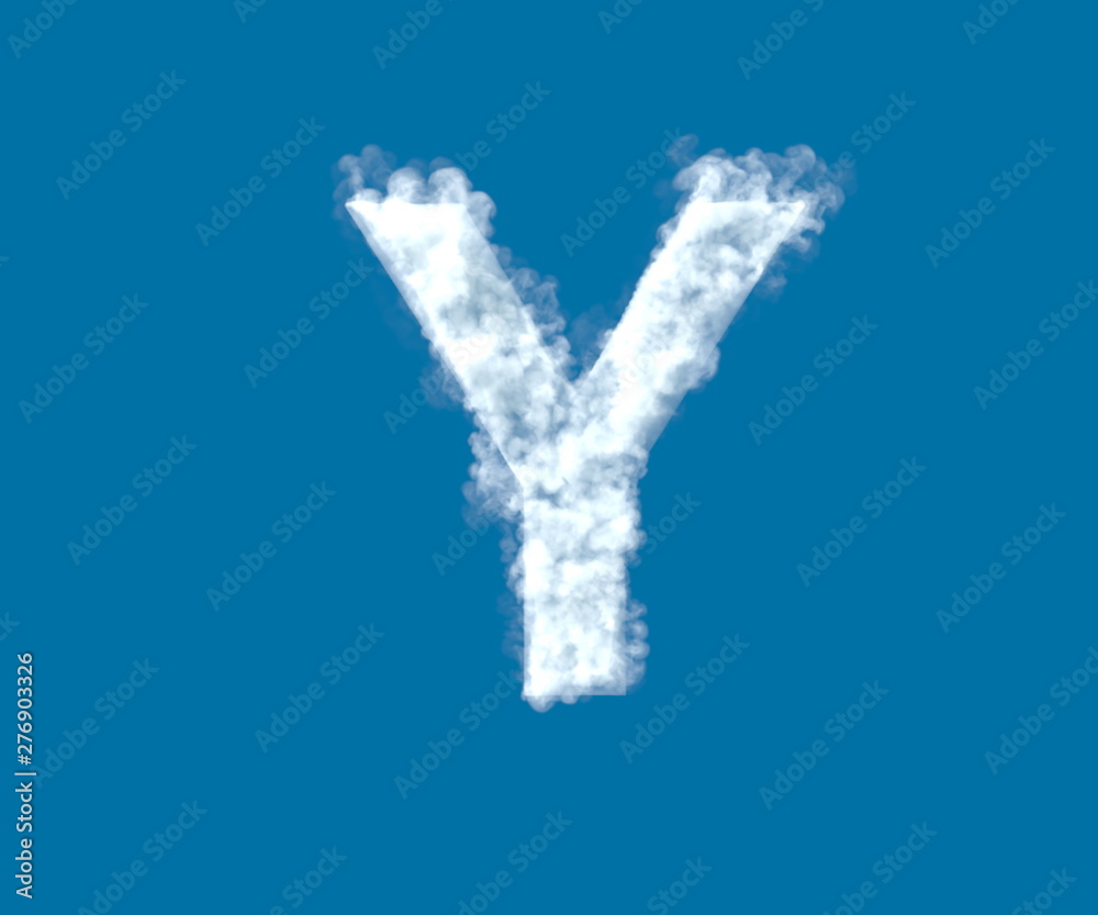 Cloud creative font, white cloudy letter Y isolated on the blue sky background - 3D illustration of symbols Cloud creative font, white cloudy letter Y isolated on the blue sky background - 3D illustration of symbols