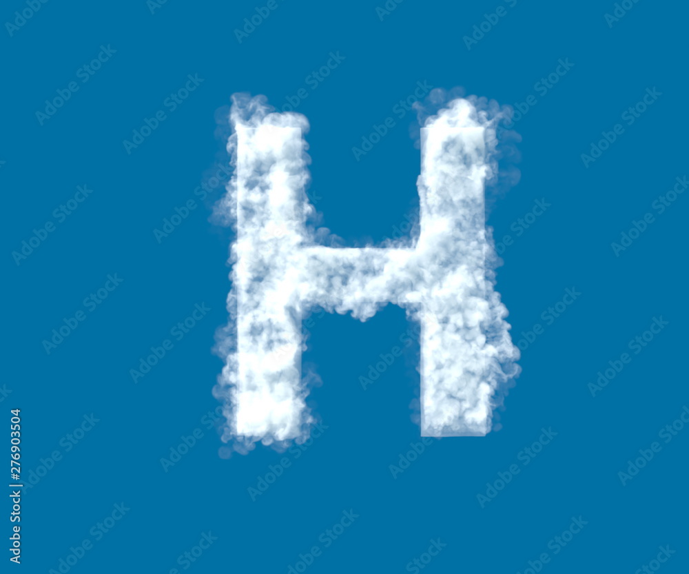 Cloud creative font, white cloudy letter H isolated on the blue sky background - 3D illustration of symbols Cloud creative font, white cloudy letter H isolated on the blue sky background - 3D illustration of symbols