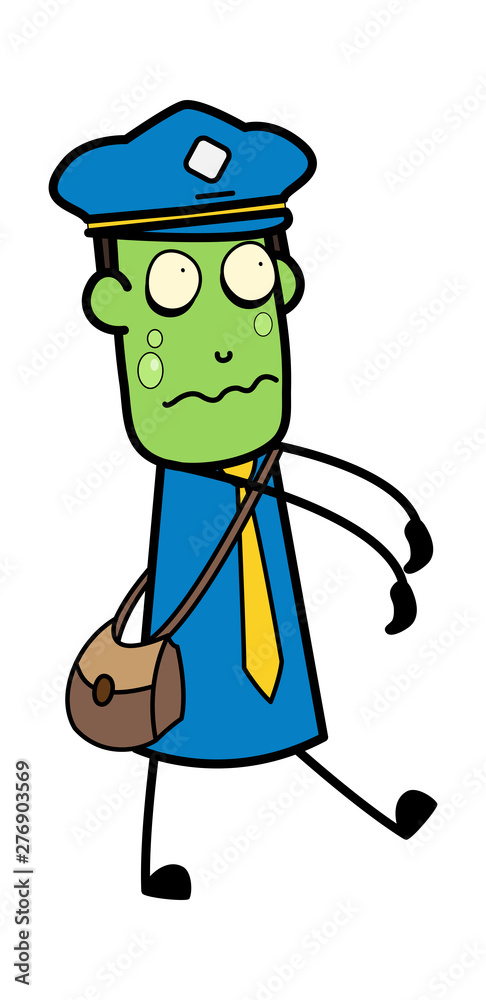 Zombie - Retro Postman Cartoon Courier Guy Vector Illustration Zombie - Retro Postman Cartoon Courier Guy Vector Illustration