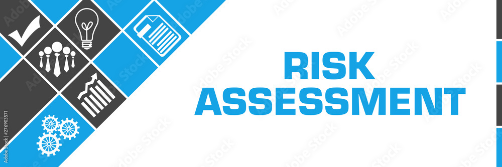 Risk Assessment Business Symbols Blue Grey Left Triangles Stock