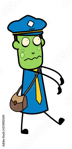 Zombie - Retro Postman Cartoon Courier Guy Vector Illustration