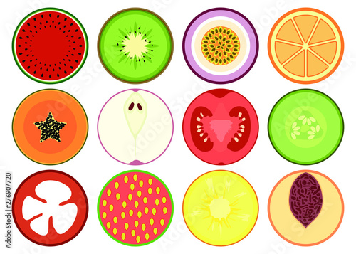 Fototapeta Naklejka Na Ścianę i Meble -  Set of different illustration of  fruits and vegetables