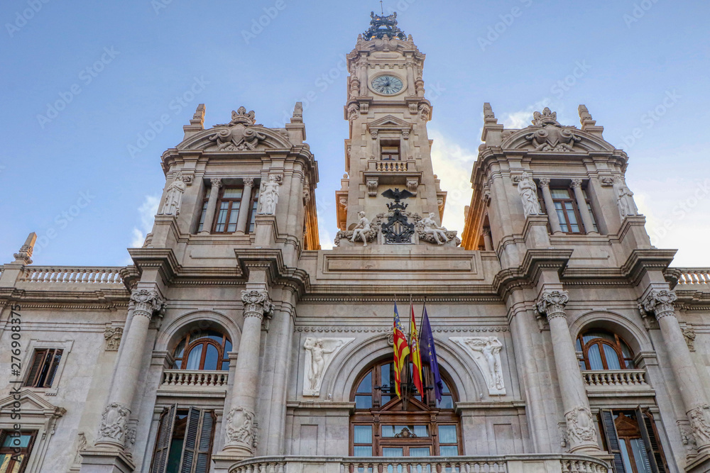 The beautiful Town Hall building (Ayuntamiento de Valencia) in Valencia, Spain
