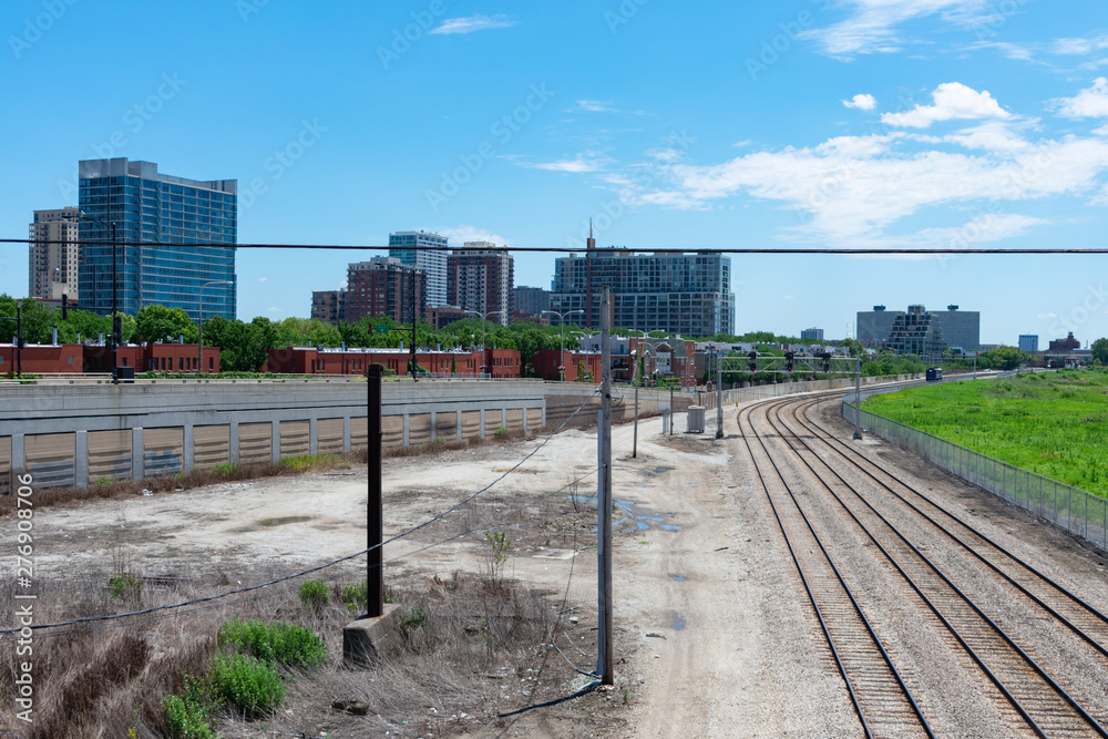 Railroad Tracks next to Residential Buildings in the South Loop of Chicago