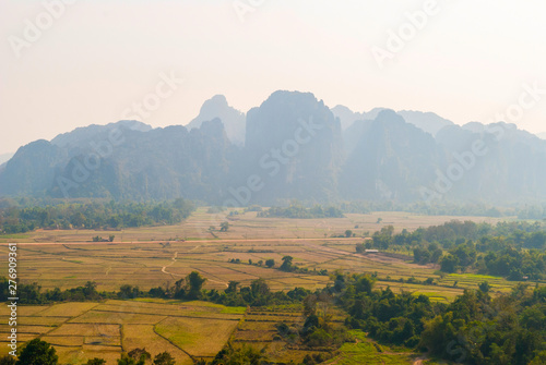 Scenic mountains surrounding Vang Vieng