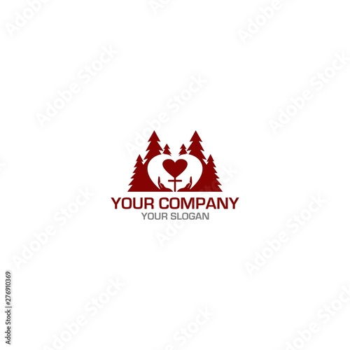 Wood Church Logo Design Vector