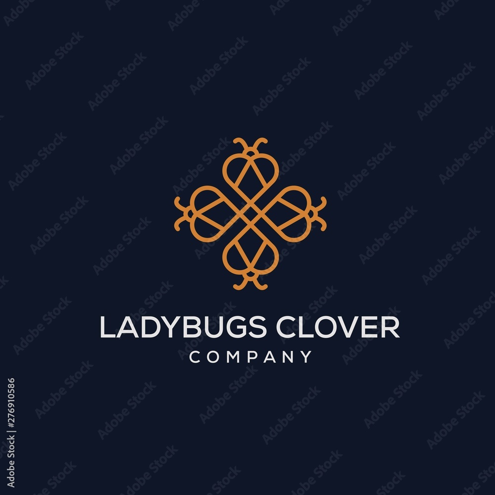 Four clover leaf combined with ladybug logo design Four clover leaf combined with ladybug logo design