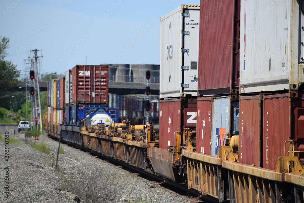 Fototapeta premium Train entering Rail Yard in Syracuse New York