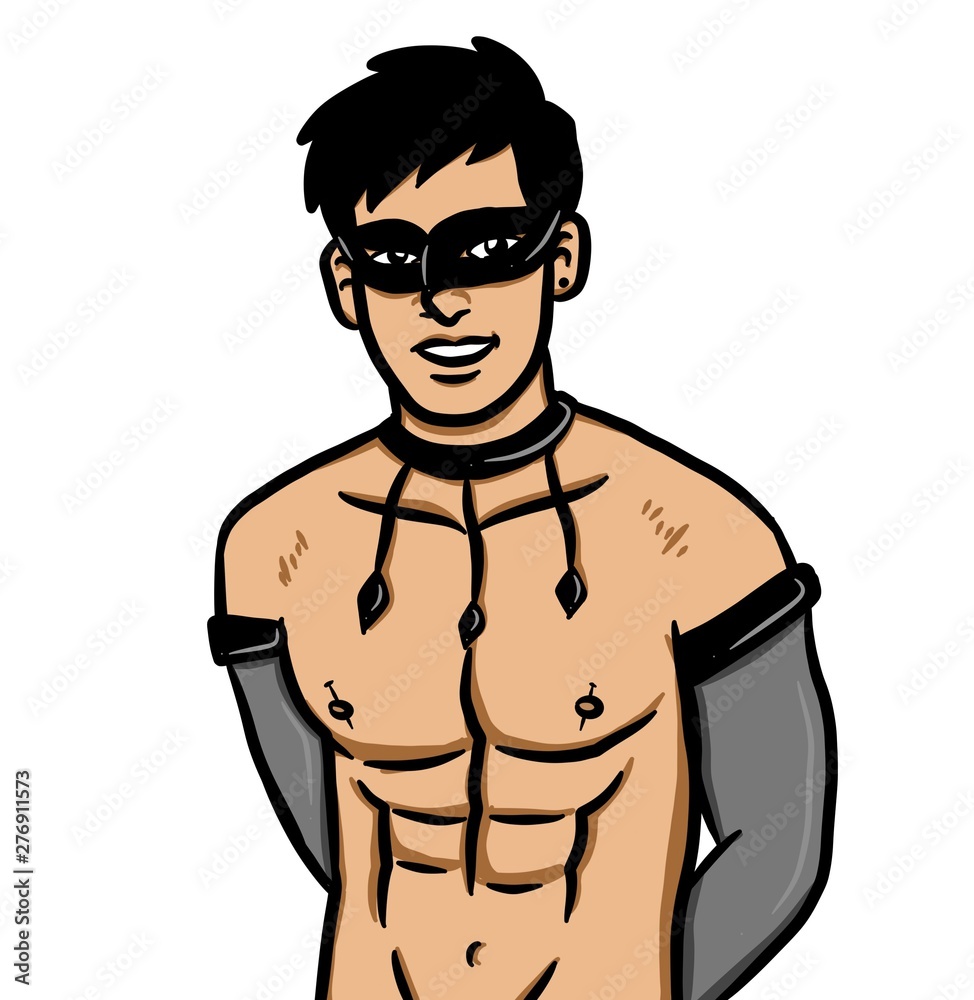 Fototapeta premium Cartoon sexy man on white background