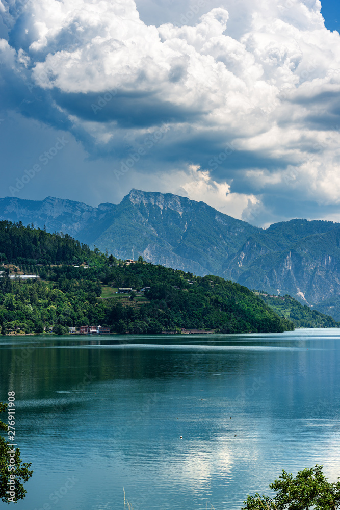 Caldonazzo lake (Lago di Caldonazzo) with the Alps, Valsugana valley, Trento province, Trentino Alto Adige, Italy, Europe Caldonazzo lake (Lago di Caldonazzo) with the Alps, Valsugana valley, Trento province, Trentino Alto Adige, Italy, Europe