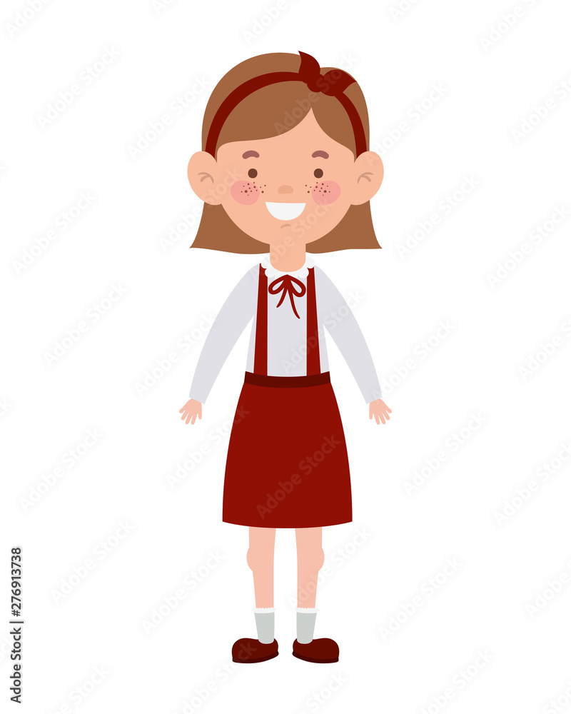 student girl standing smiling on white background student girl standing smiling on white background