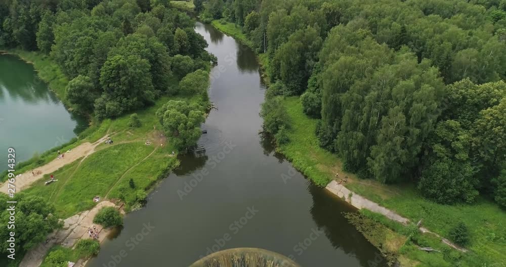 Yaropolets near Volokolamsk (Moscow Region), Russia. Old Yaropoletskaya water-power plant and Volokolamskiy waterfall. The first hydroelectric power station in the USSR. Aerial 4K 60 fps. Yaropolets near Volokolamsk (Moscow Region), Russia. Old Yaropoletskaya water-power plant and Volokolamskiy waterfall. The first hydroelectric power station in the USSR. Aerial 4K 60 fps.