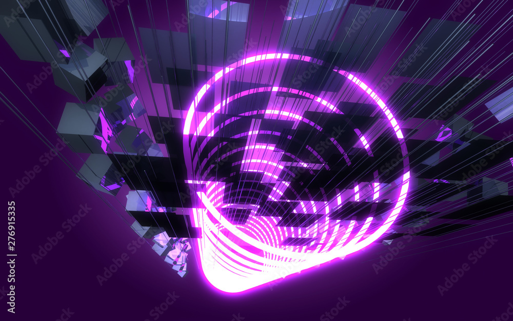 3d abstract space portal construction background. 3d illustration