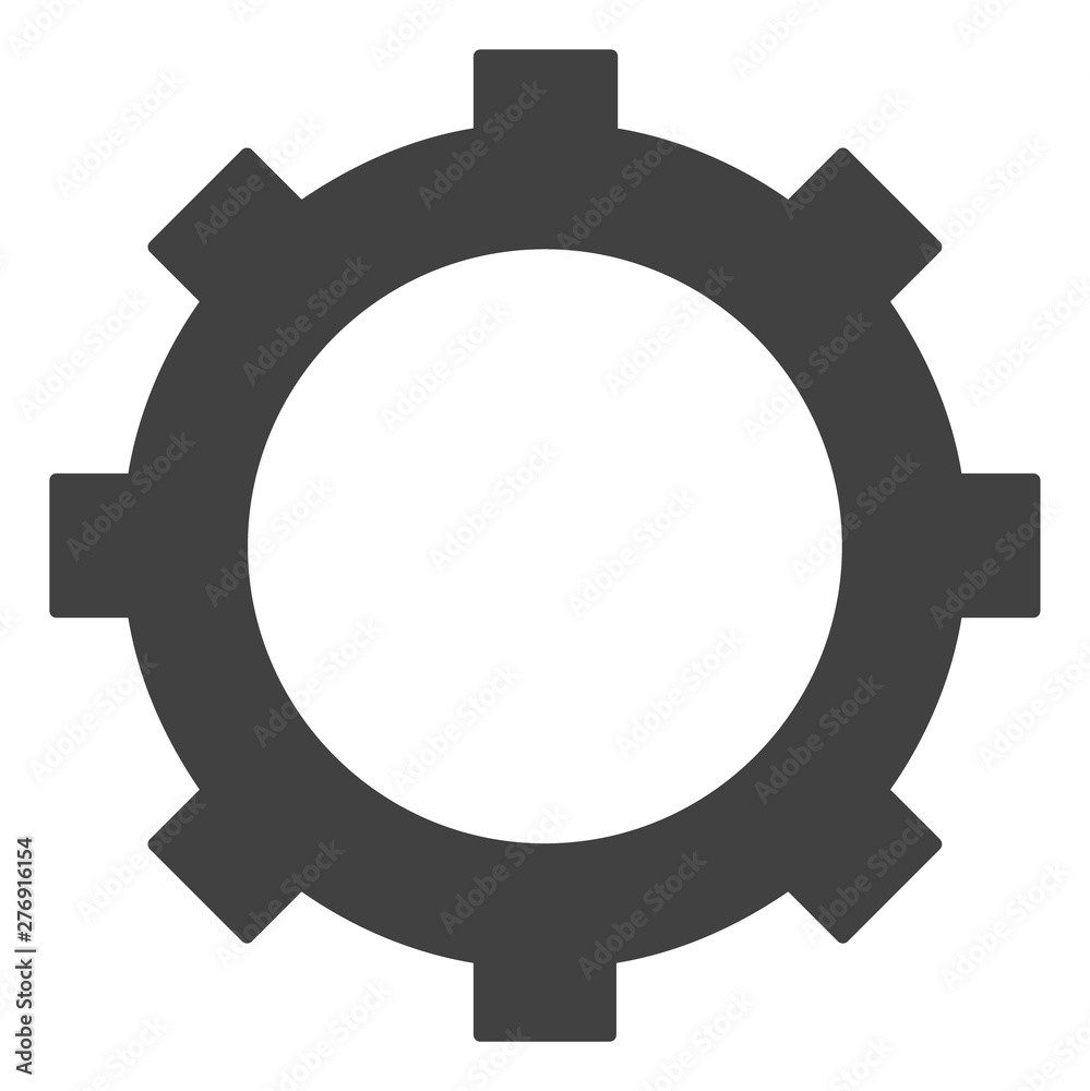 Cog vector pictogram. Illustration contains flat cog iconic symbol isolated on a white background.