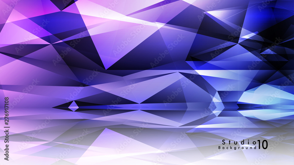 Fototapeta premium Vector studio background. abstract triangles with colorful gradients and background mirrors.