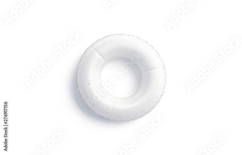 Blank white swim ring mockup isolated, top view, 3d rendering.
