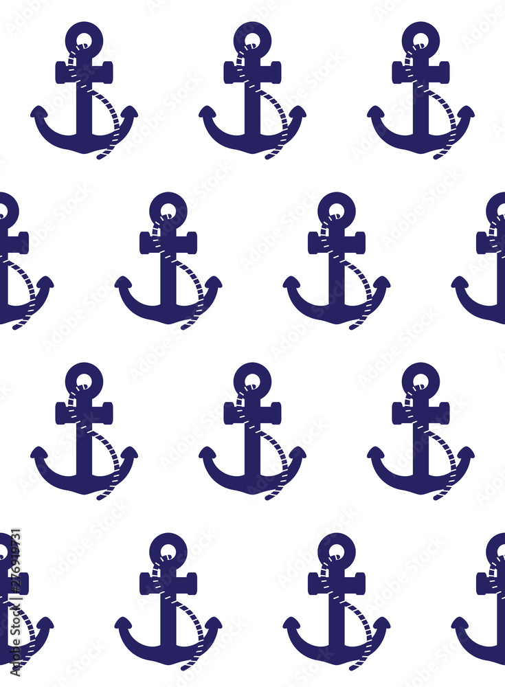 Anchor pattern, nautical marine blue background seamless design. Anchor pattern, nautical marine blue background seamless design.