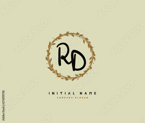 R D RD Beauty vector initial logo, handwriting logo of initial signature, wedding, fashion, jewerly, boutique, floral and botanical with creative template for any company or business.