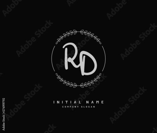 R D RD Beauty vector initial logo, handwriting logo of initial signature, wedding, fashion, jewerly, boutique, floral and botanical with creative template for any company or business.