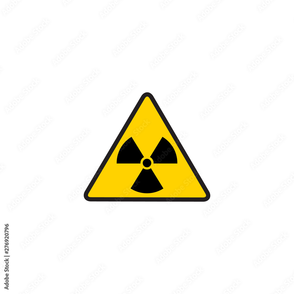 Vector toxic sign, symbol. Warning radioactive zone in triangle icon isolated on white background. Radioactivity. Dangerous radiation area symbol. Chemistry poison plane mark Vector toxic sign, symbol. Warning radioactive zone in triangle icon isolated on white background. Radioactivity. Dangerous radiation area symbol. Chemistry poison plane mark