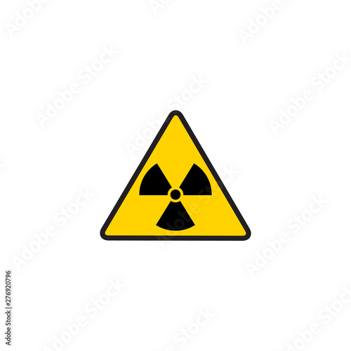Vector toxic sign, symbol. Warning radioactive zone in triangle icon isolated on white background. Radioactivity. Dangerous radiation area symbol. Chemistry poison plane mark