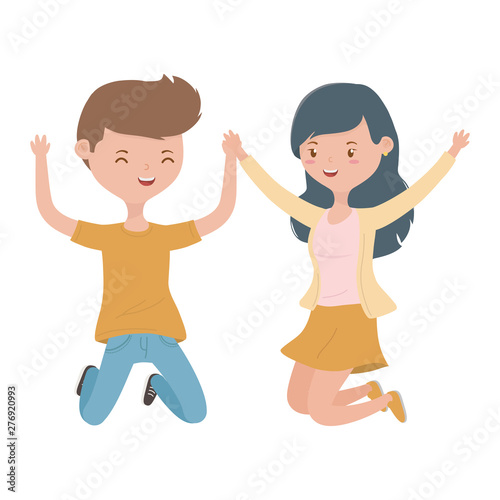 Teenager boy and girl cartoons design