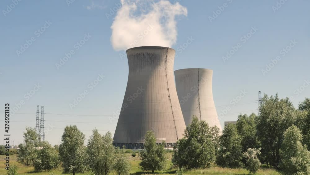 Doel Nuclear Power Plant with smoking cooling towers Doel Nuclear Power Plant with smoking cooling towers