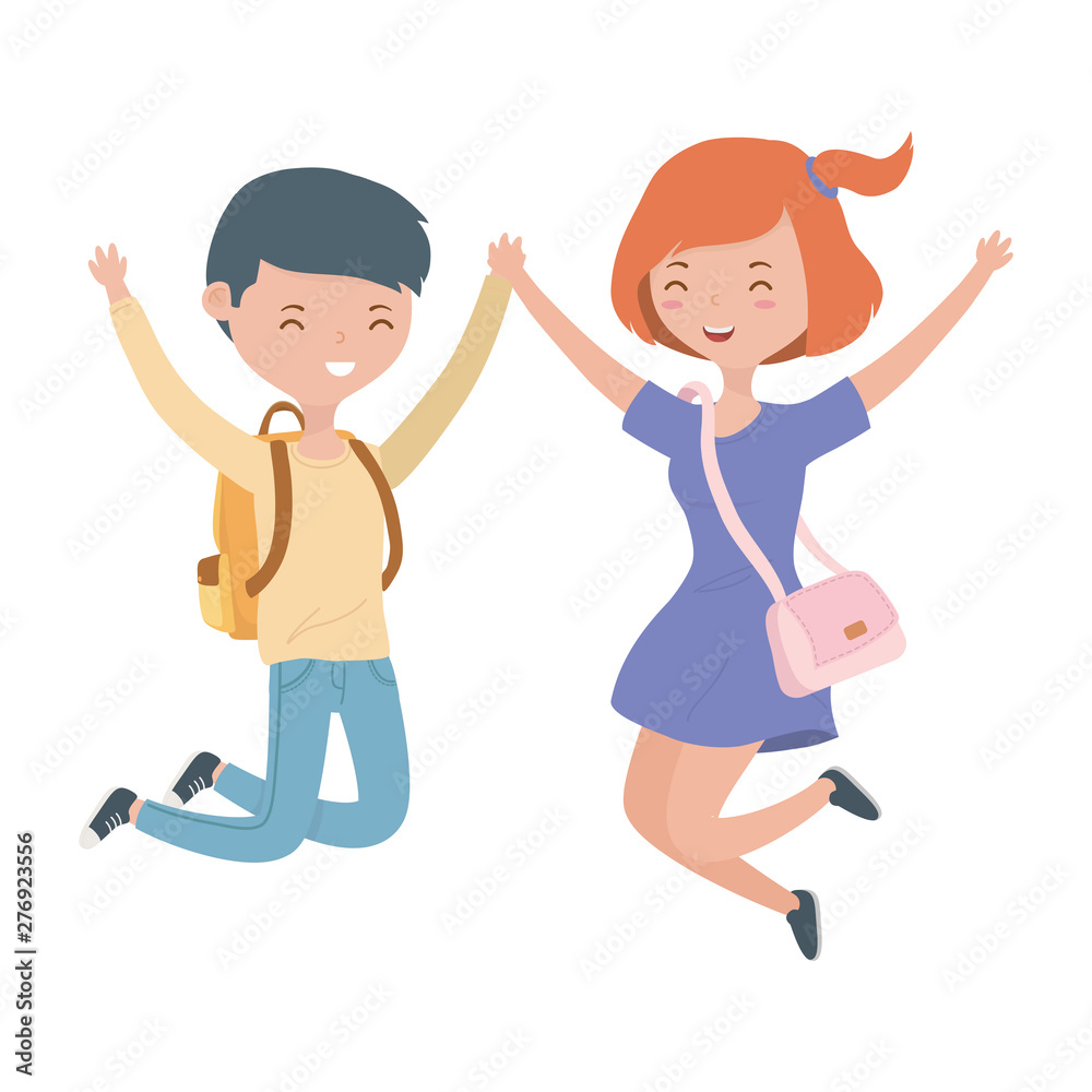 Teenager boy and girl cartoons design Teenager boy and girl cartoons design