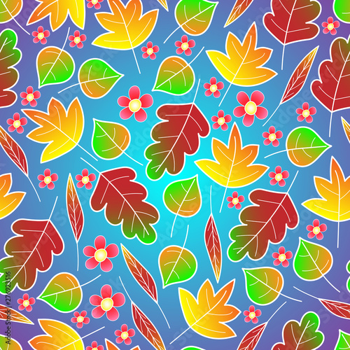bright seamless pattern of stylized elements in the form of autumn foliage