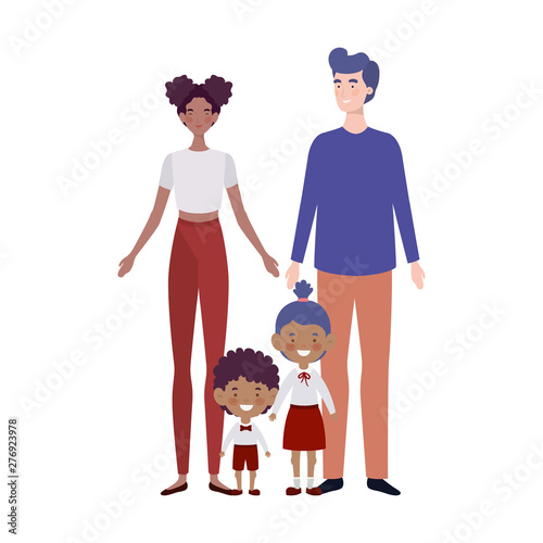 couple of parents with children avatar character