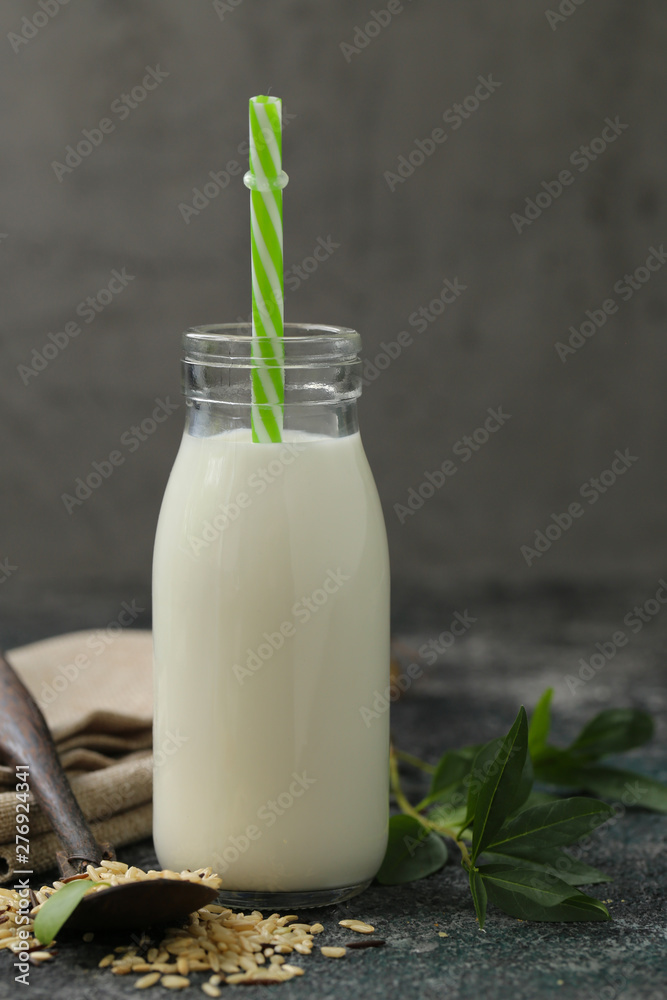 organic lactose free rice milk - obrazy, fototapety, plakaty 