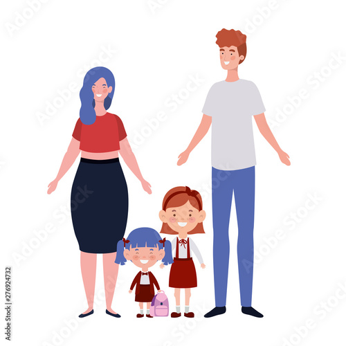couple of parents with children avatar character