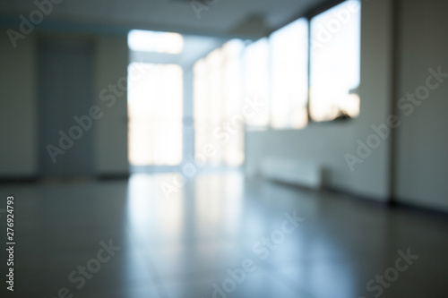 blurred image of a corridor in a modern business center.