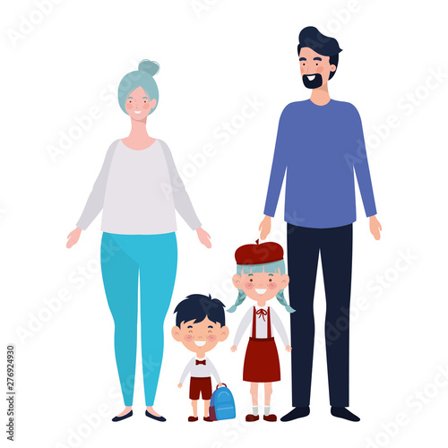 couple of parents with children avatar character