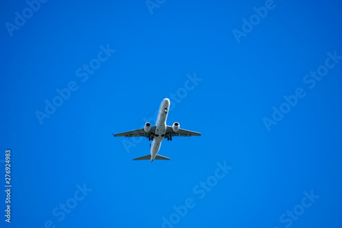Passenger aircraft in the sky going to land.