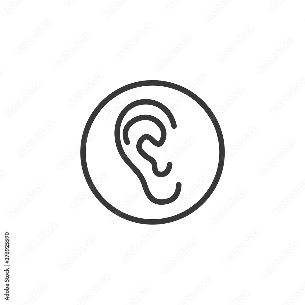 Ear icon template black color editable. hearing symbol vector sign isolated on white background. Simple logo vector illustration for graphic and web design. Ear icon template black color editable. hearing symbol vector sign isolated on white background. Simple logo vector illustration for graphic and web design.