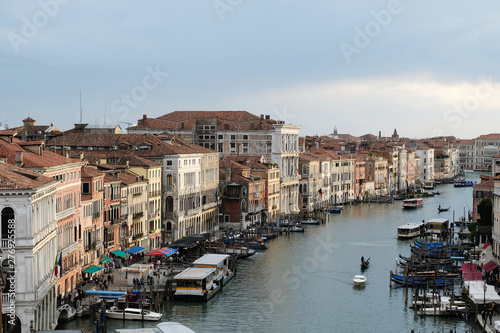 aerial view of Gran Canal on a stromy evening from Fondac dei Tedeschi rooftop photo
